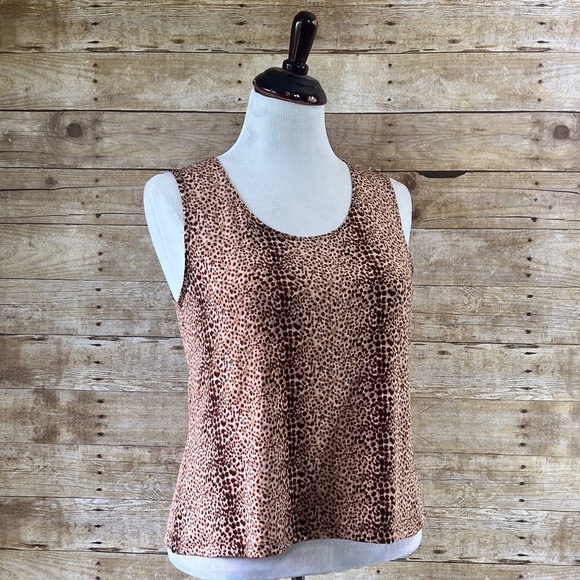 Serenada Size 1X Leopard Print Sleeveless Top - Picture 3 of 8